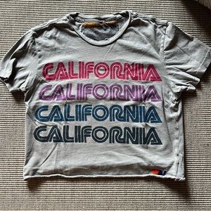 Aviator Nation vintage gray California crop tshirt. Size XS